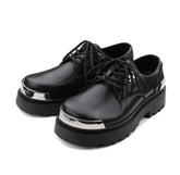 【New】Round and Big Toe Platform Leather Shoes ArtsKoreanMan