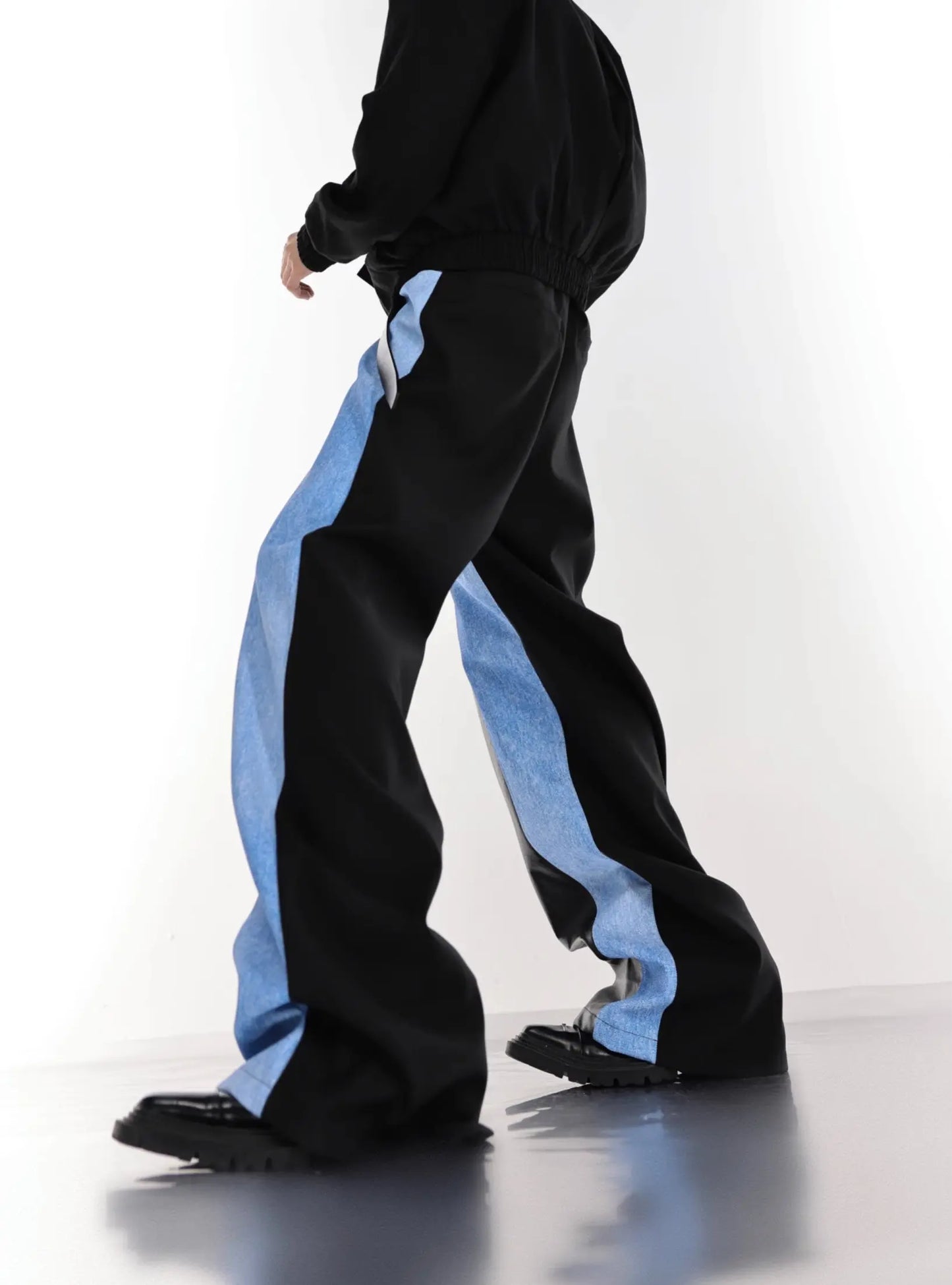 【23s July.】PU Leather Blue Black Trousers ArtsKoreanMan