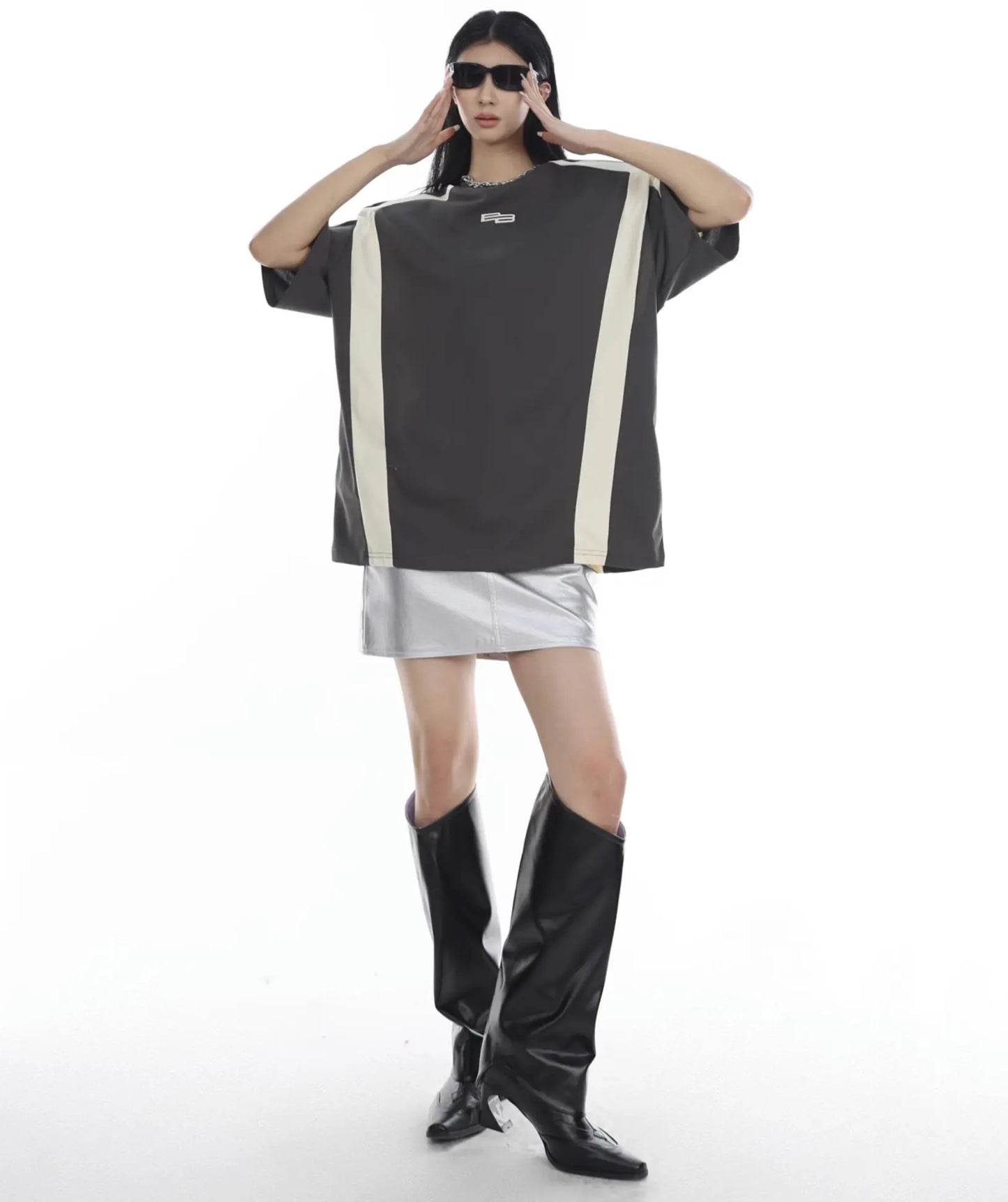 【23s July.】Black and White Stitching T-shirt ArtsKoreanMan