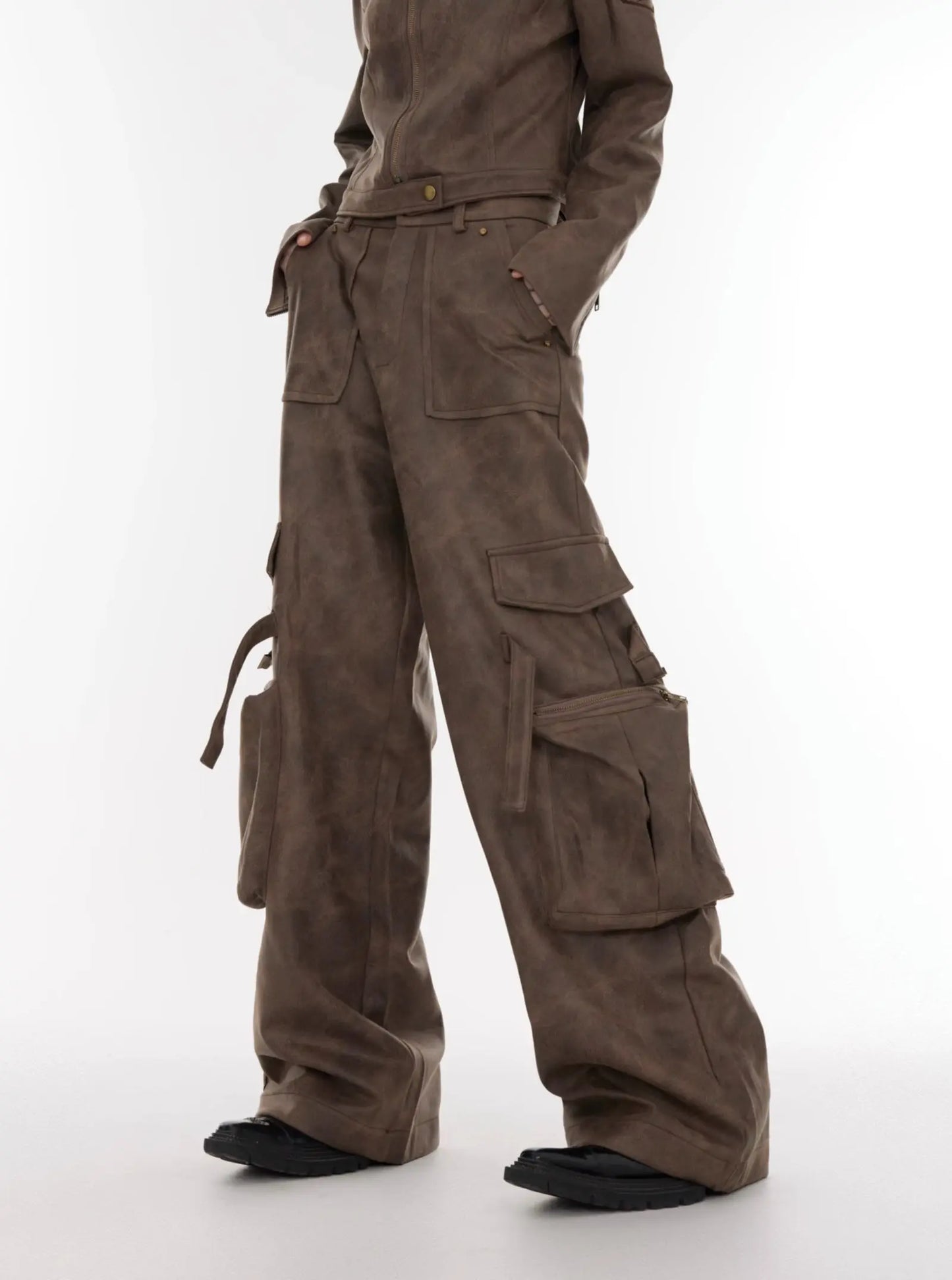 【23s August.】Large Pocket Cargo PU Leather Pants ArtsKoreanMan