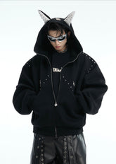 【25s Feb.】Rivet Stitching Doberman Hooded Couple Jacket