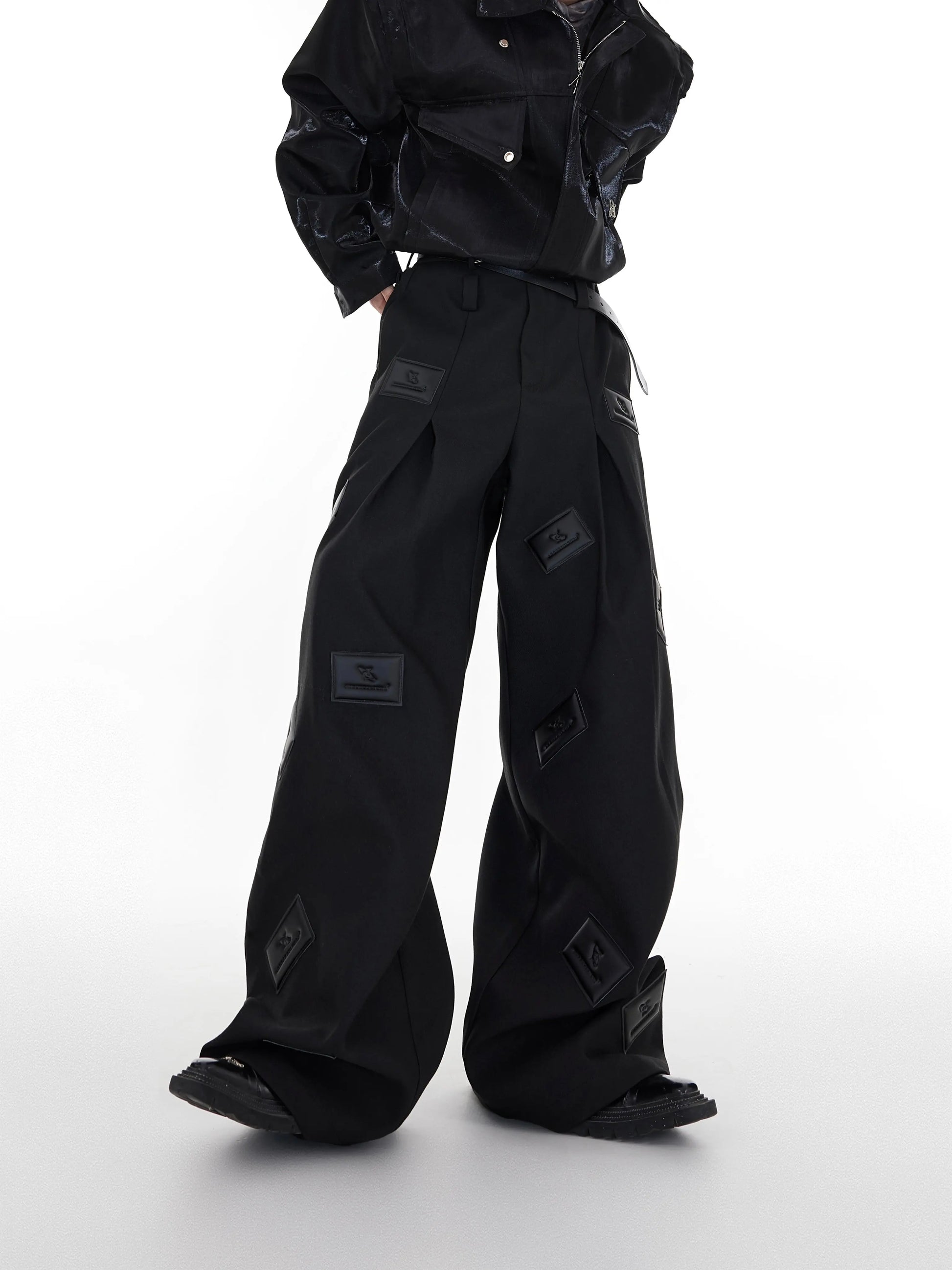 【23s August.】Label Graphic Drape Suit Pants ArtsKoreanMan