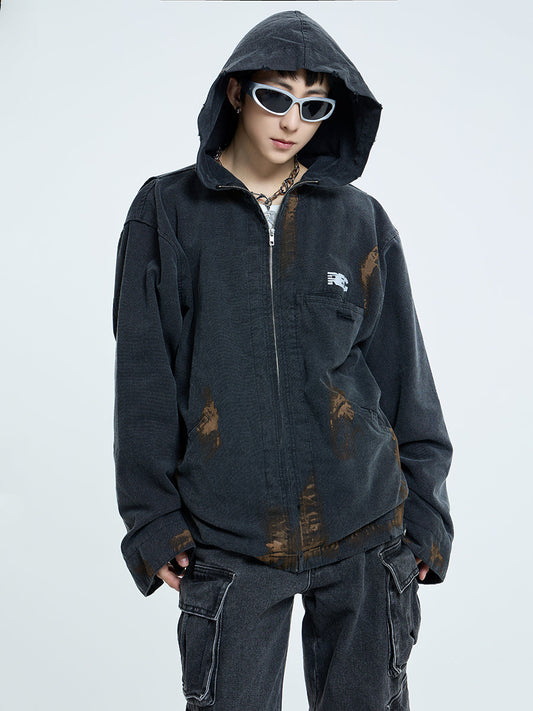 【23s September.】Vintage Distressed Hooded Denim Jacket-L ArtsKoreanMan