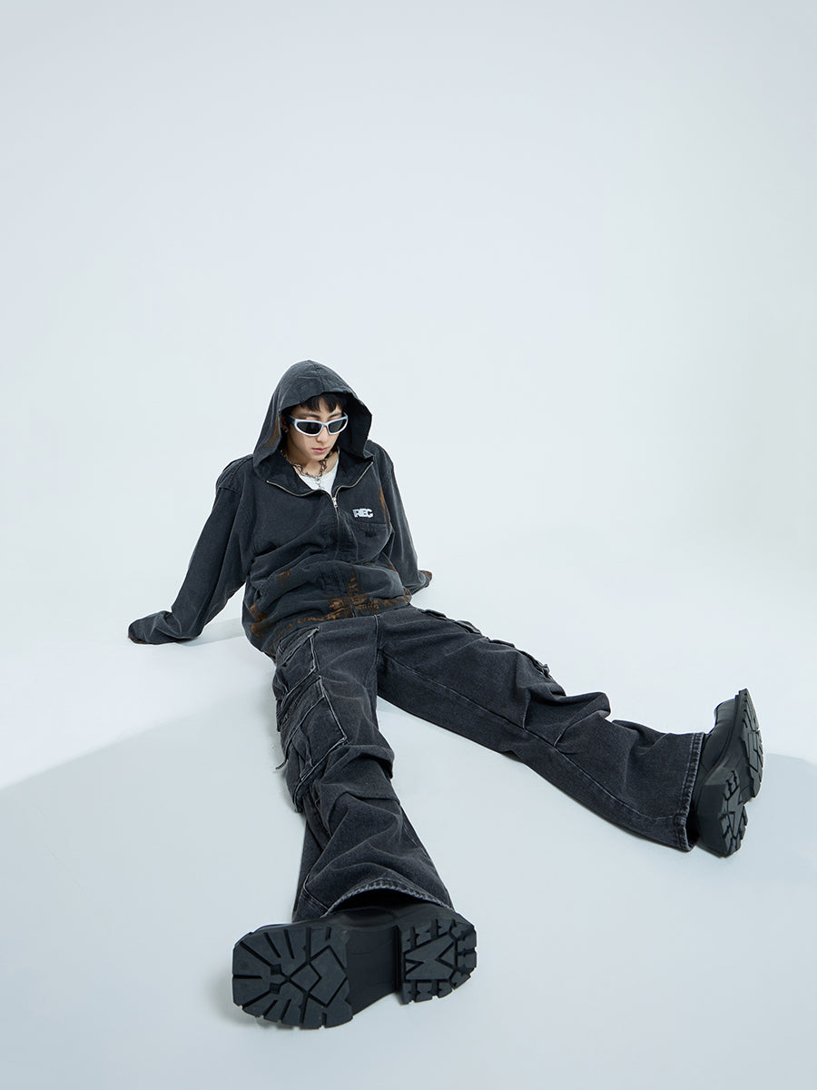【23s September.】Vintage Distressed Hooded Denim Jacket-L ArtsKoreanMan