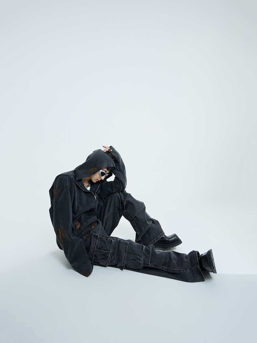 【23s September.】Vintage Distressed Hooded Denim Jacket-L ArtsKoreanMan