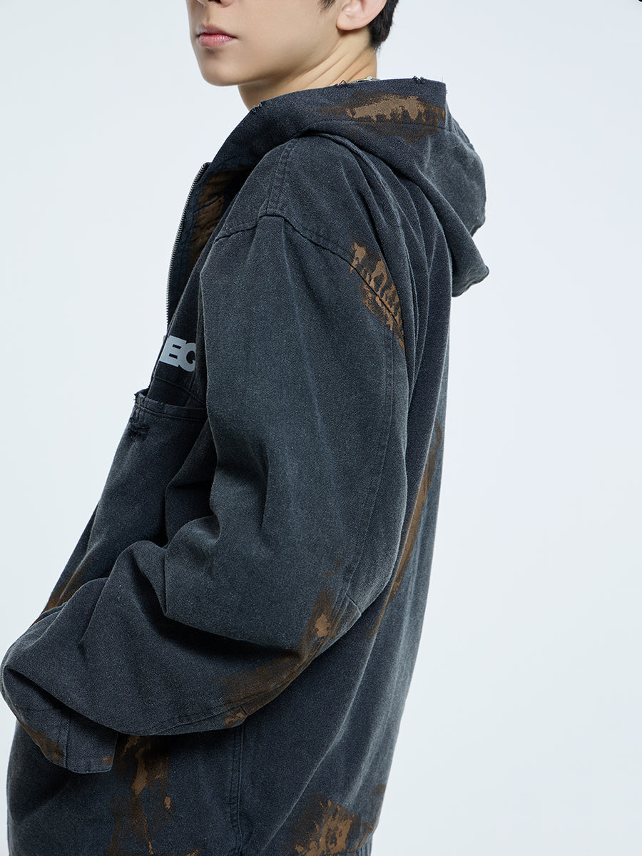【23s September.】Vintage Distressed Hooded Denim Jacket-L ArtsKoreanMan