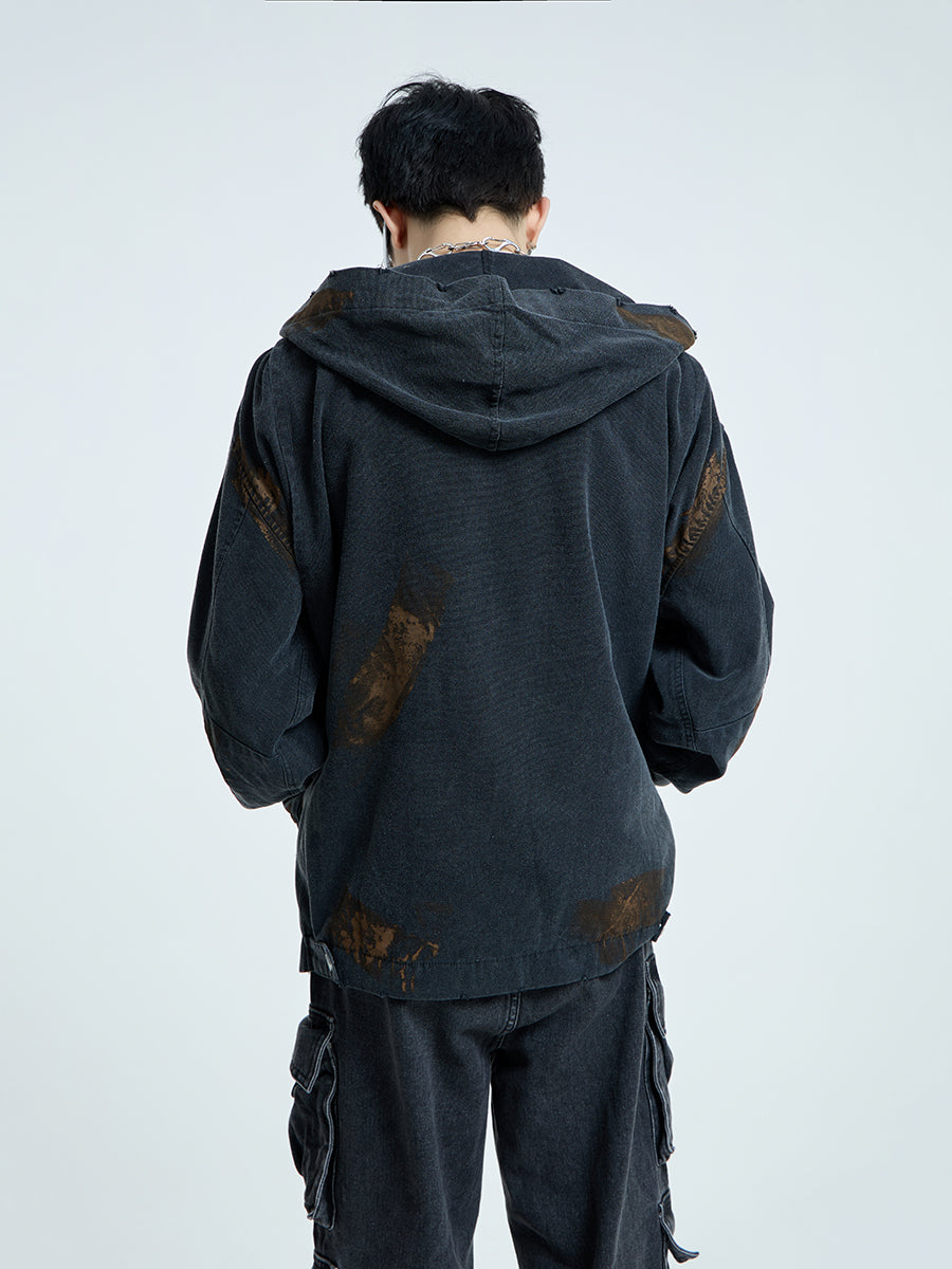 【23s September.】Vintage Distressed Hooded Denim Jacket-L ArtsKoreanMan