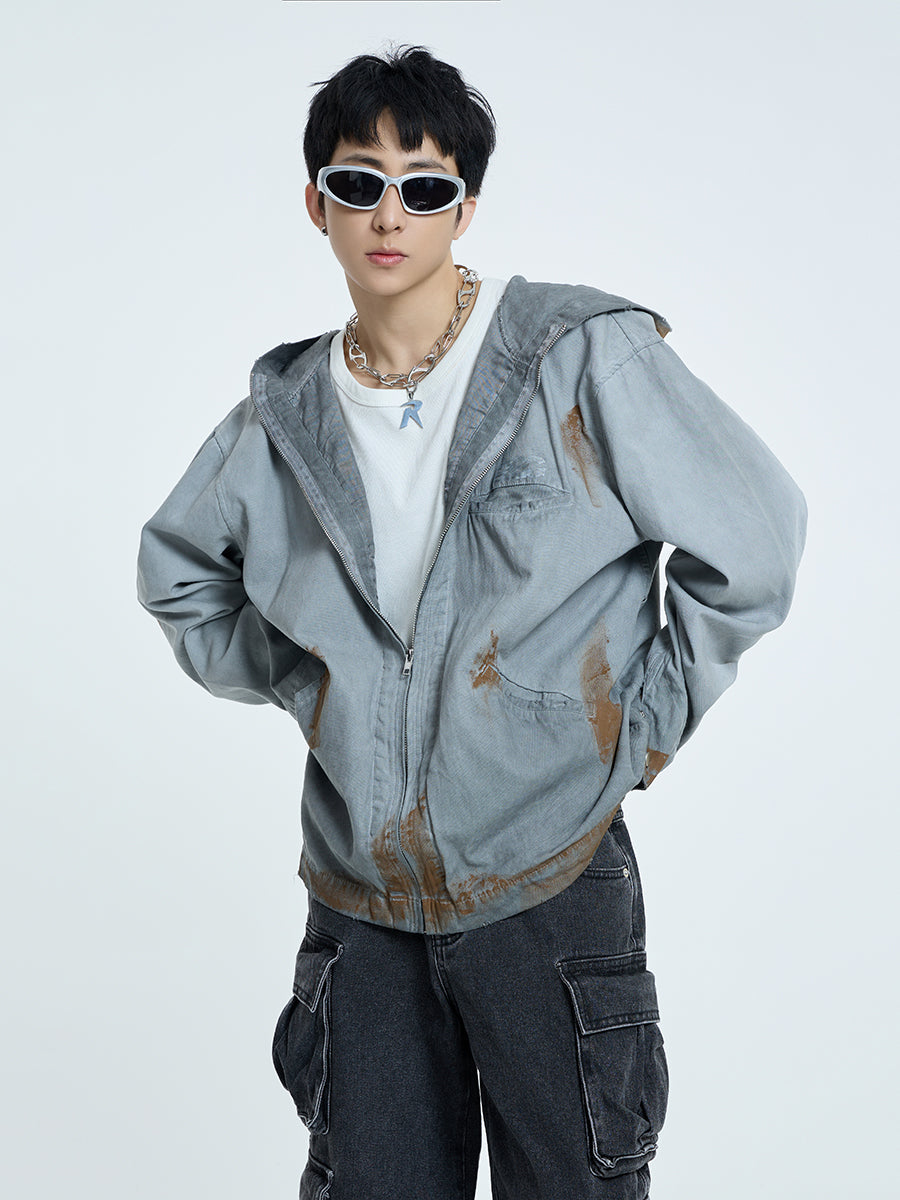 【23s September.】Vintage Distressed Hooded Denim Jacket-L ArtsKoreanMan