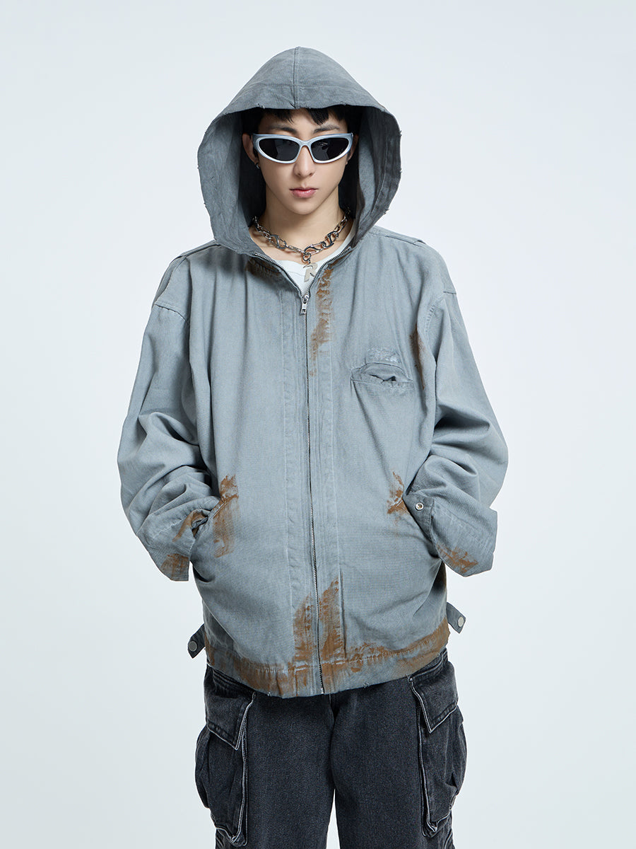 【23s September.】Vintage Distressed Hooded Denim Jacket-L ArtsKoreanMan