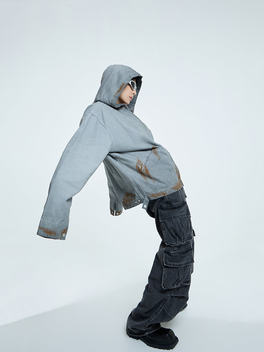 【23s September.】Vintage Distressed Hooded Denim Jacket-L ArtsKoreanMan