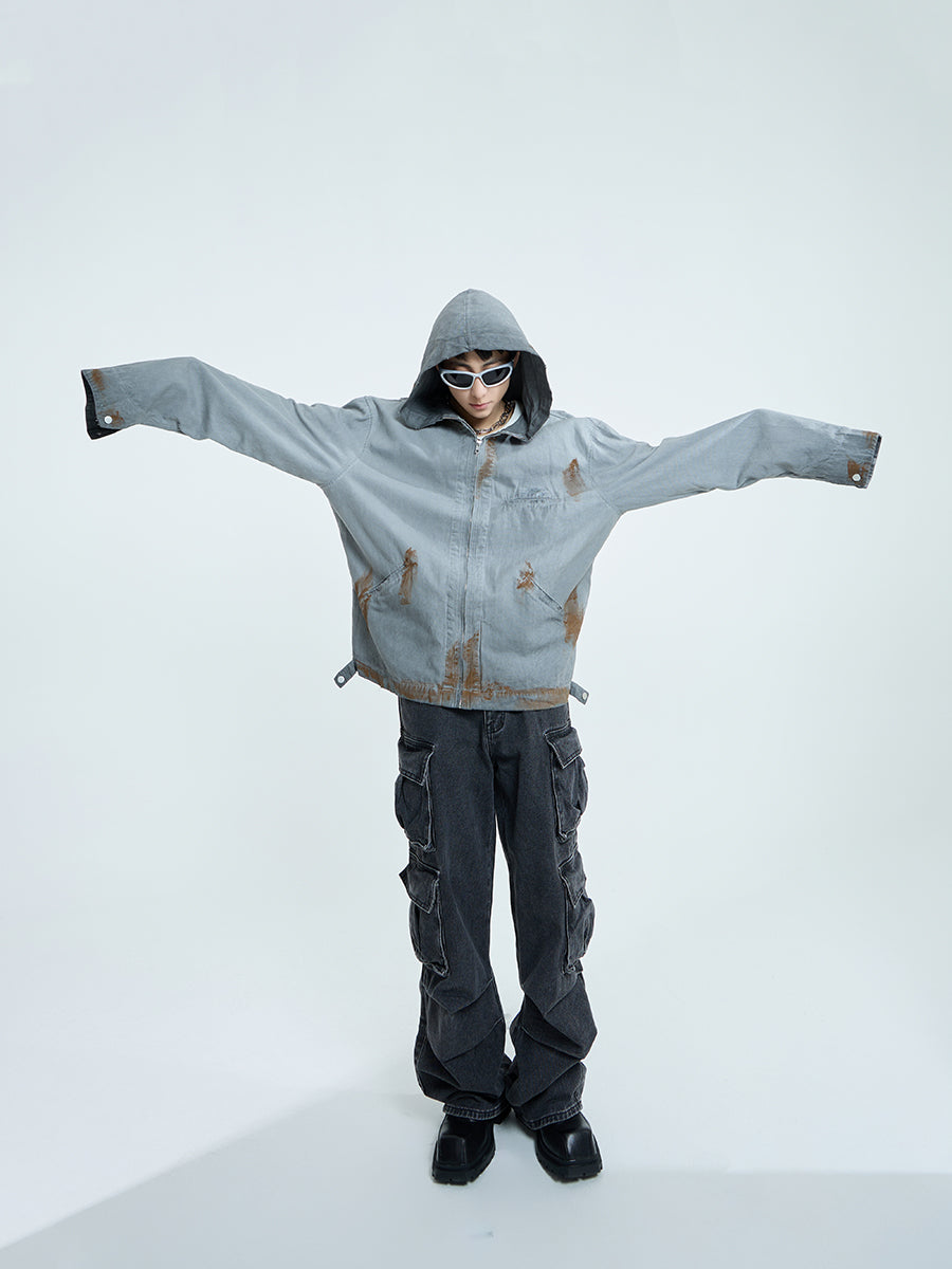 【23s September.】Vintage Distressed Hooded Denim Jacket-L ArtsKoreanMan