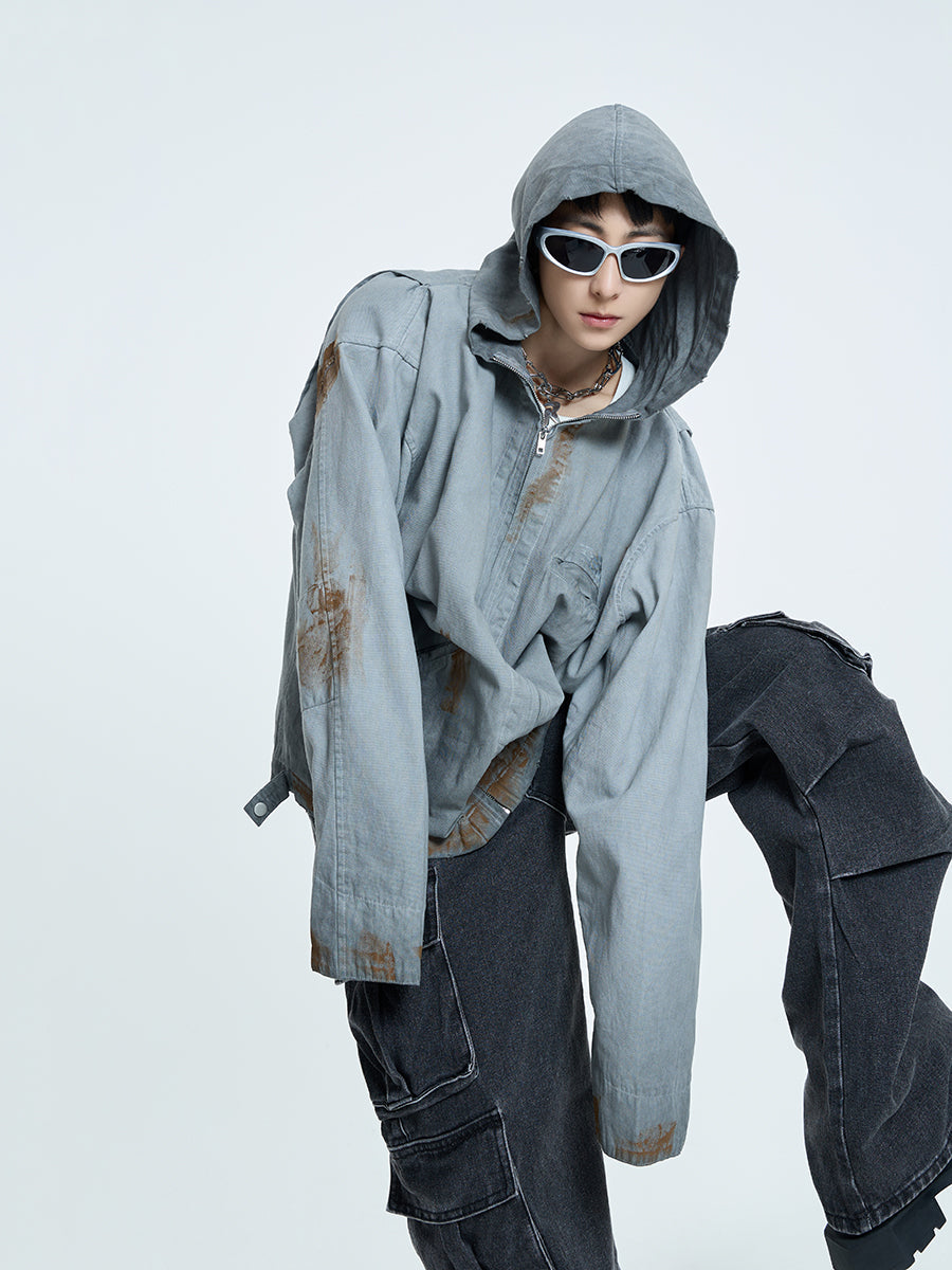 【23s September.】Vintage Distressed Hooded Denim Jacket-L ArtsKoreanMan