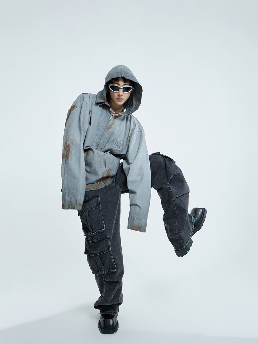 【23s September.】Vintage Distressed Hooded Denim Jacket-L ArtsKoreanMan