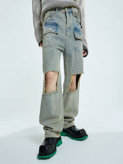 【23s September.】Raw edge ripped straight-leg jeans -M ArtsKoreanMan