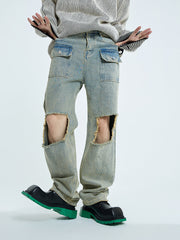 【23s September.】Raw edge ripped straight-leg jeans -M ArtsKoreanMan