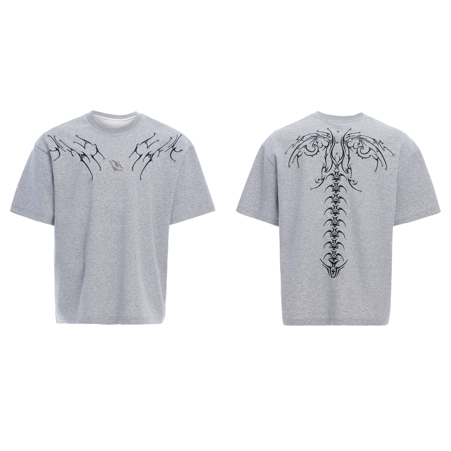 【25s Apr.】3D Spine Embroidered Oversized T-Shirt
