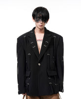 【25s Apr.】Oversized Black Strap Blazer