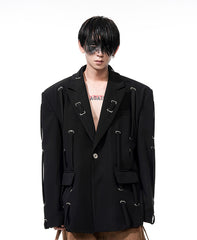【25s Apr.】Oversized Black Strap Blazer