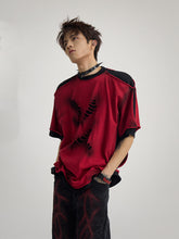 【25s Apr.】Black & Red Distressed Cotton Layered T-Shirt