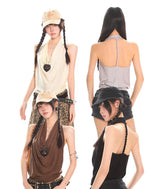 【25s May.】Twist Back Elastic Knit Crop Top