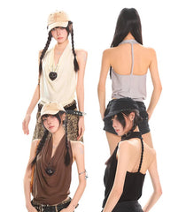 【25s May.】Twist Back Elastic Knit Crop Top