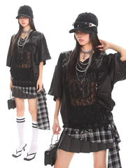 【25s June.】Lace Trim Rhinestone Sporty T-shirt