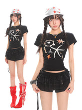 【25s June.】Starfish Shell Print Slim T-shirt