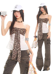 【25s Jun.】Leopard Tie-Strap Patch Cami Top