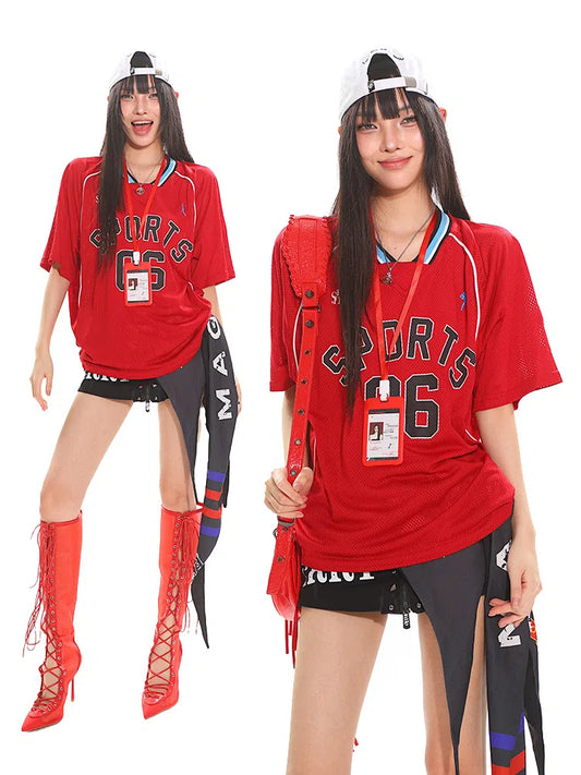 【25s Jun.】V-Neck Loose Mesh Knit Tee