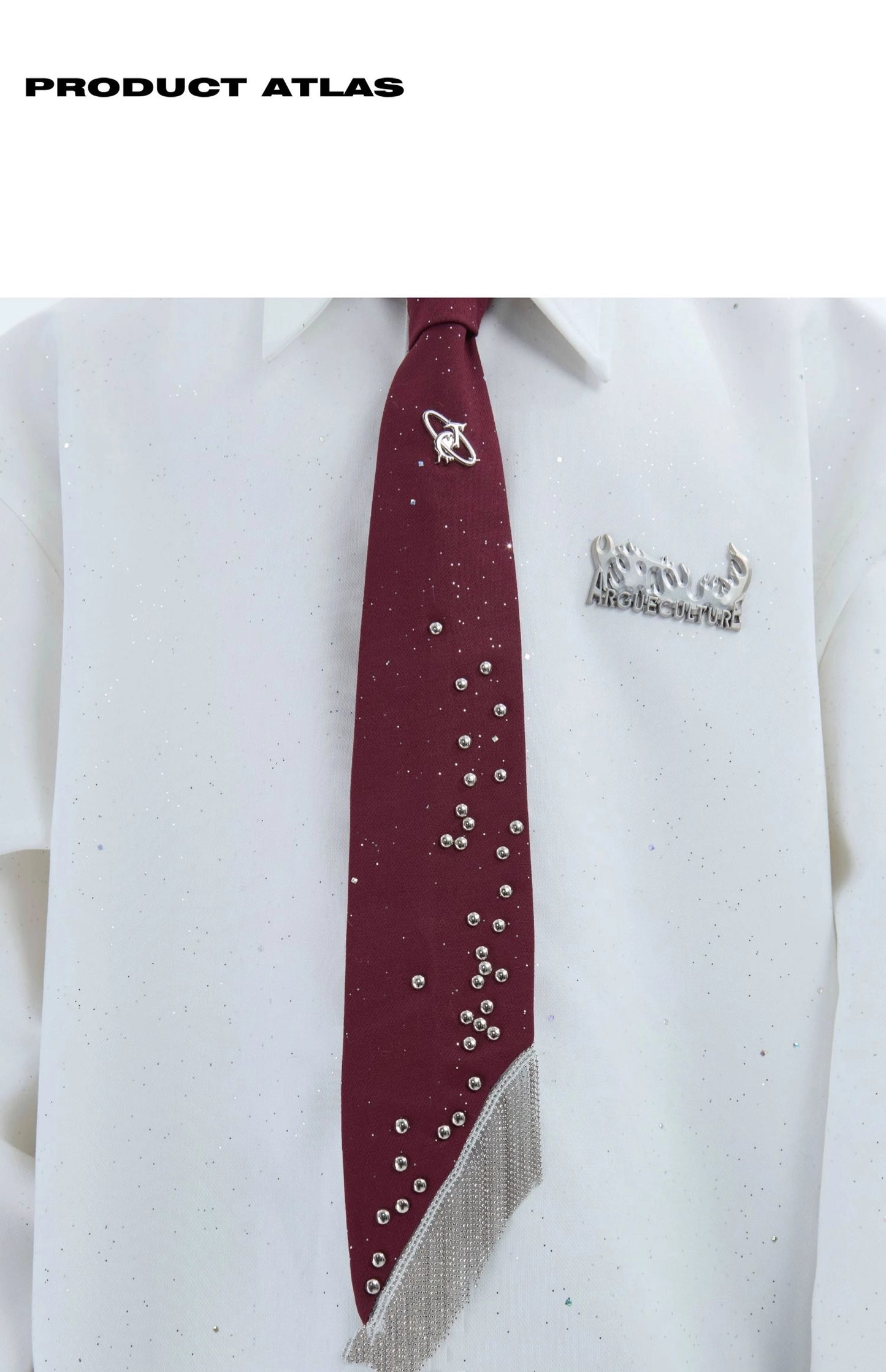 【25s Jun.】Metal Studded Fringe Accent Tie