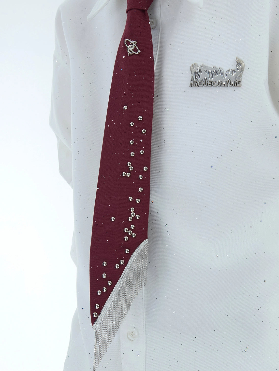 【25s Jun.】Metal Studded Fringe Accent Tie
