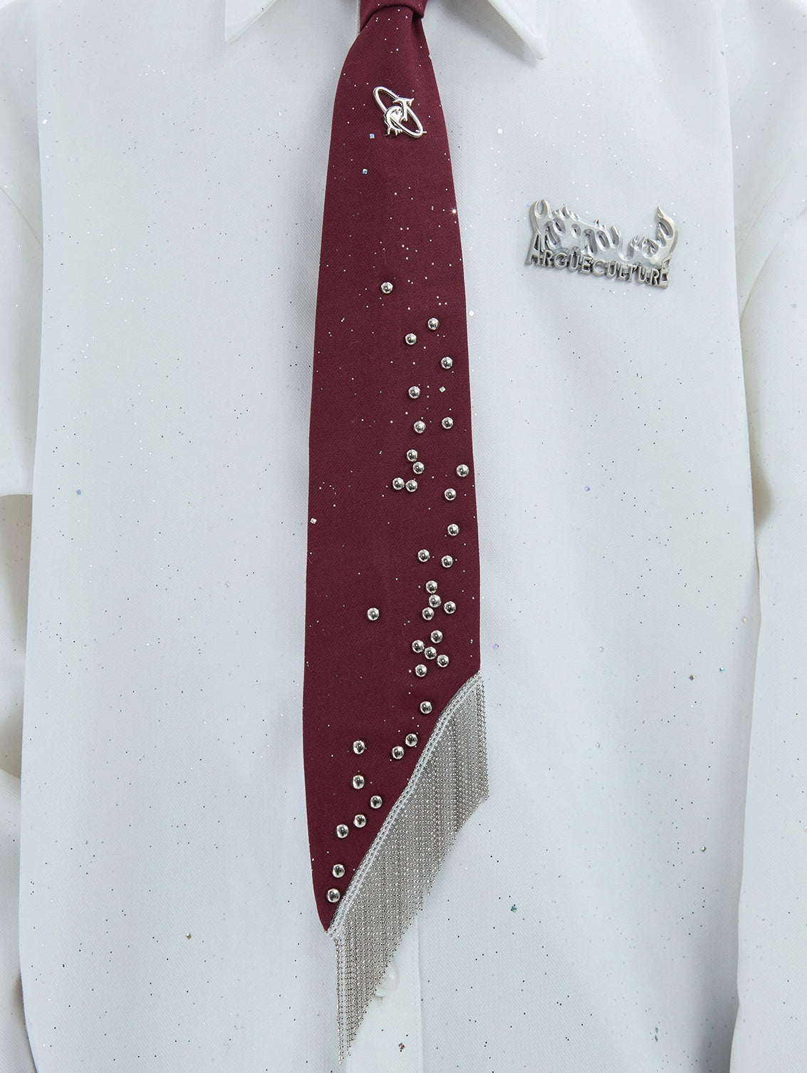 【25s Jun.】Metal Studded Fringe Accent Tie