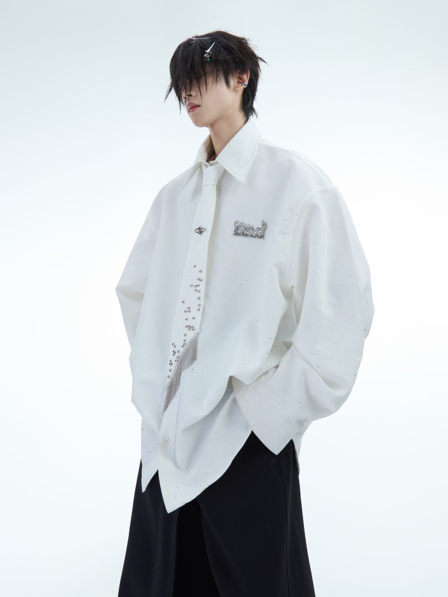 【25s Jun.】Metal Studded Fringe Accent Tie