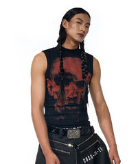 【25s Jul.】Mock Neck Slim Fit Printed Sleeveless Tee