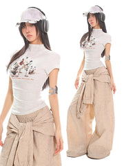 【25s Jul.】Spotted Puppy Fitted Shoulder Tee