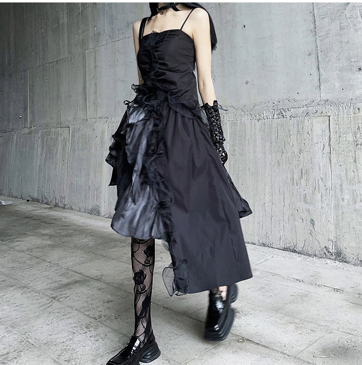 【25s Jul.】Irregular Suspender Lace Dress