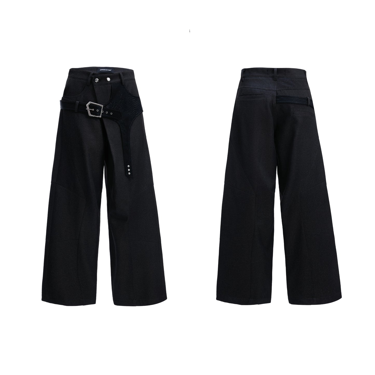 【25s Aug.】Structured Croc-Patch Wide-Leg Trousers