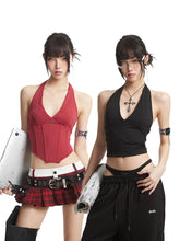 【25s Aug.】Black Backless Halter Corset Top