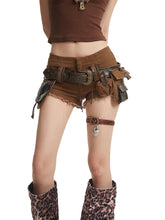 【25s Aug.】Washed Denim Fringe Waist Utility Shorts