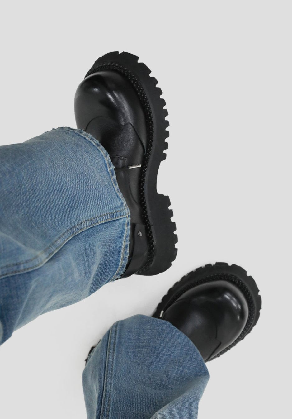Black Raised Toe Casual Thick-soled Derby Shoes ArtsKoreanMan