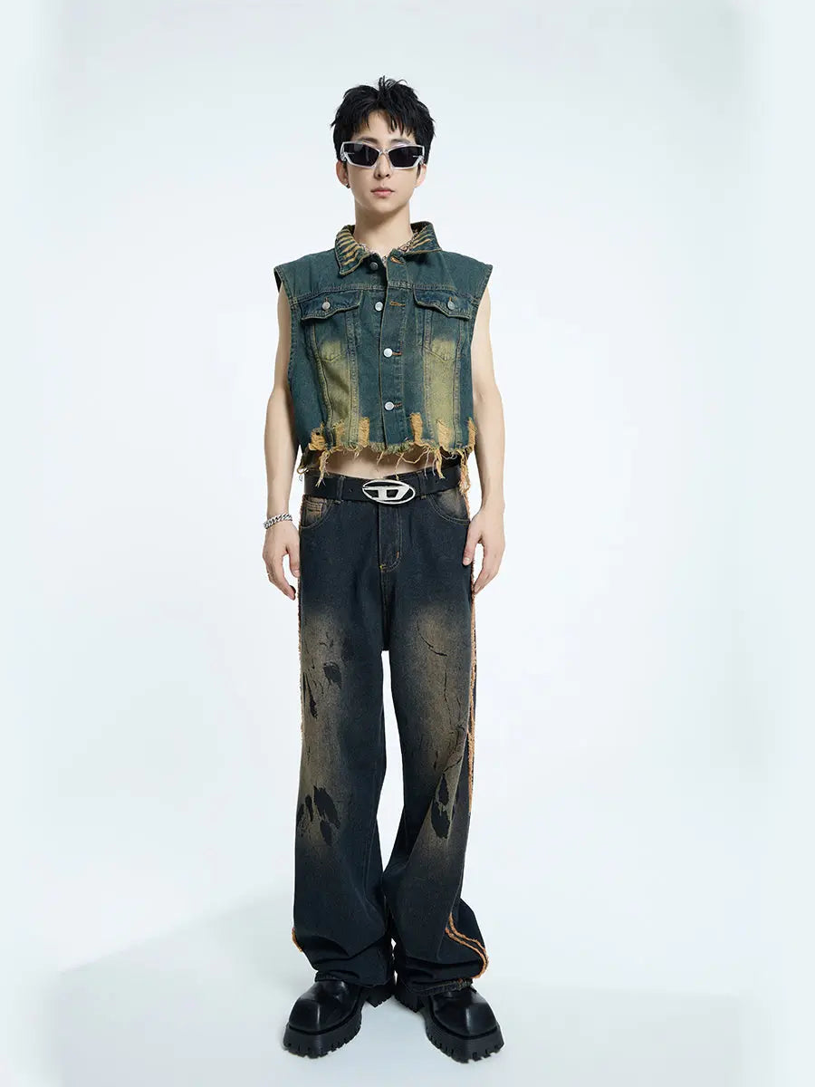 【23s September.】Tie Dye Vintage Frayed Jeans ArtsKoreanMan