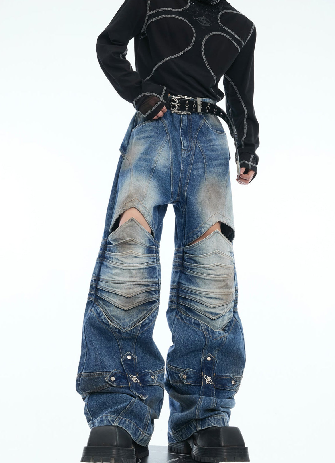 【25s Apr.】Armor Knee Cutout Jeans