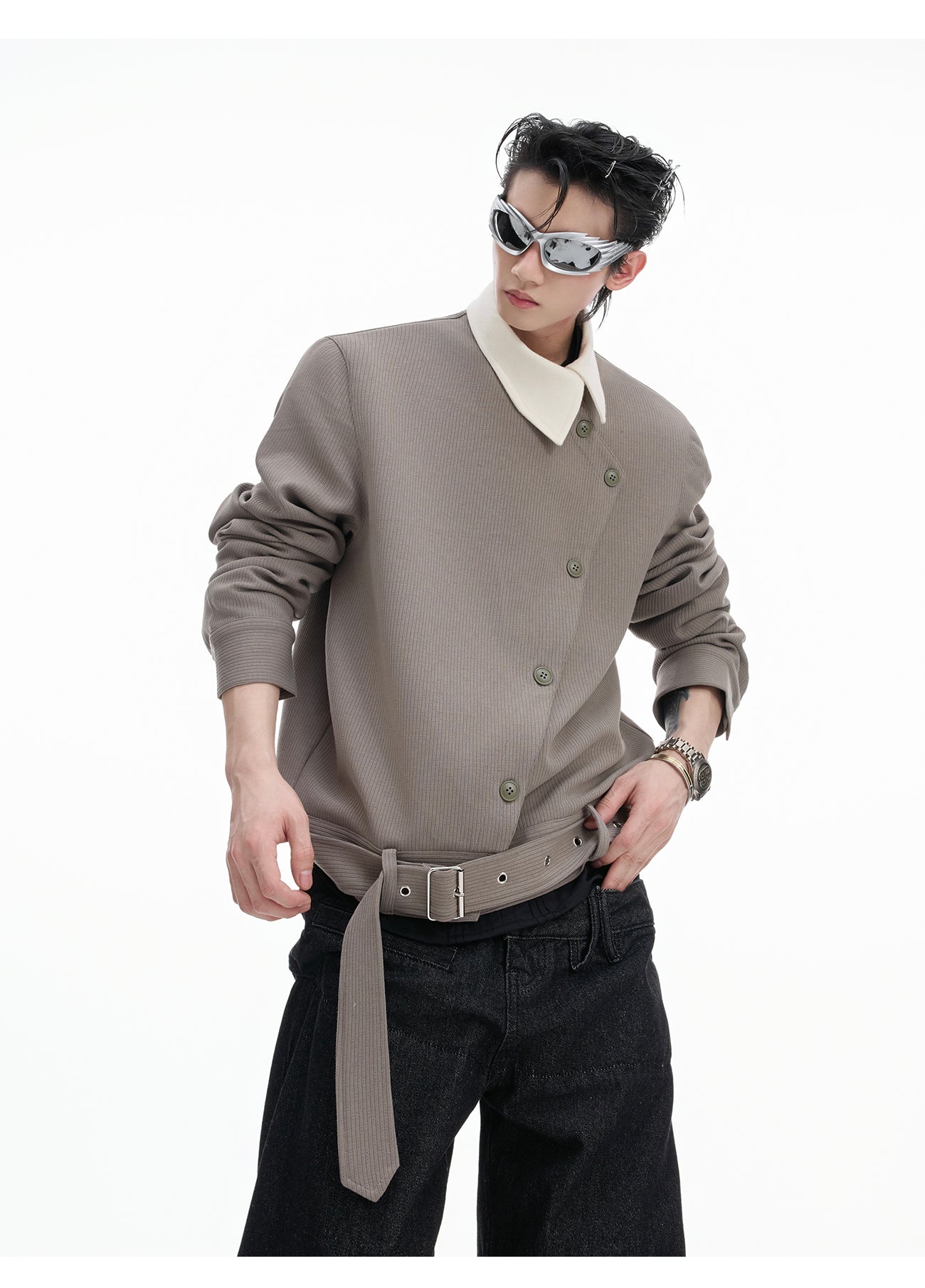 【25s Aug.】Asymmetric Button Vintage Collar Jacket
