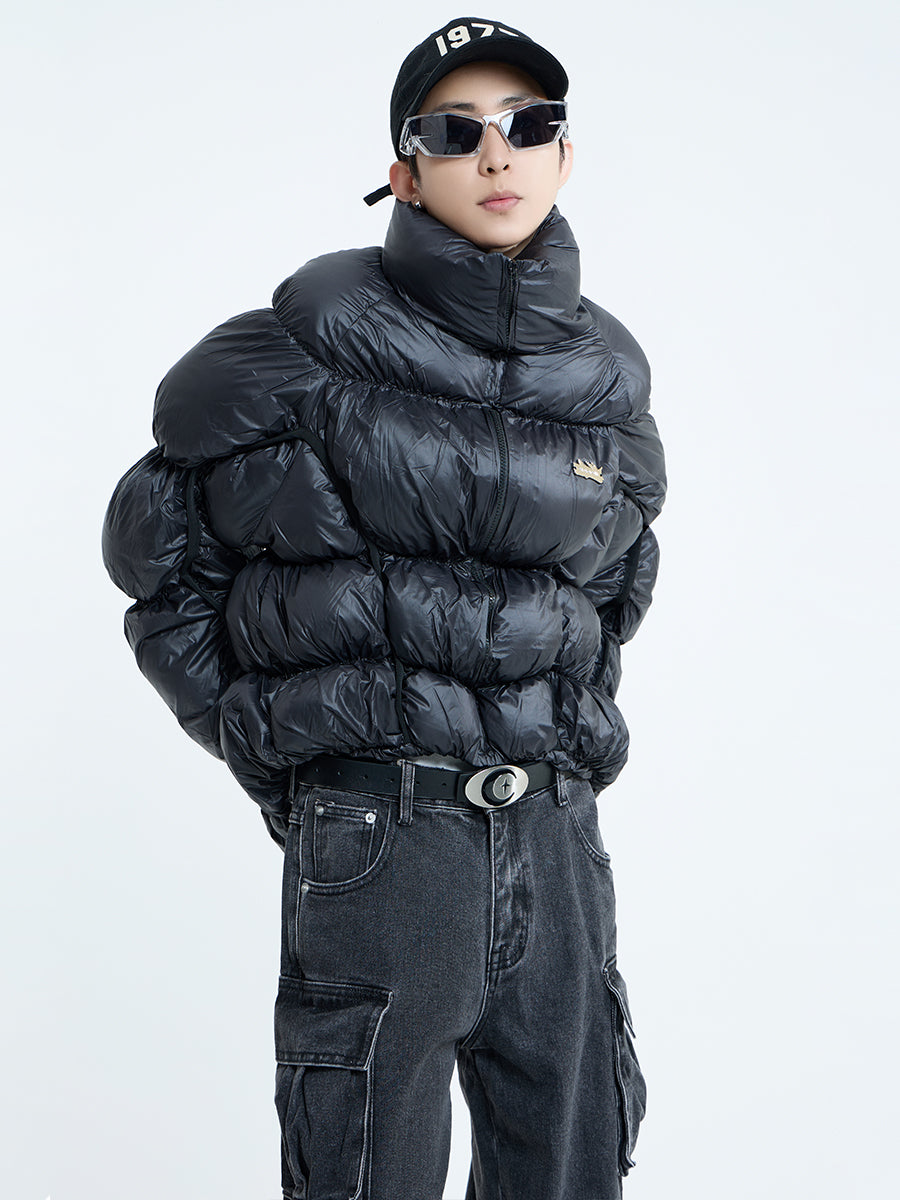 【23s September.】Irregular Pleat Stand Collar Cotton Jacket -L ArtsKoreanMan