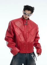 【25s Aug.】3D Relief Motorcycle Armor Leather Jacket