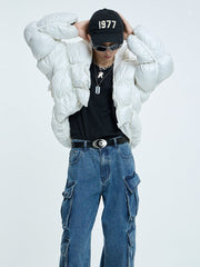 【23s September.】Irregular Pleat Stand Collar Cotton Jacket -L ArtsKoreanMan
