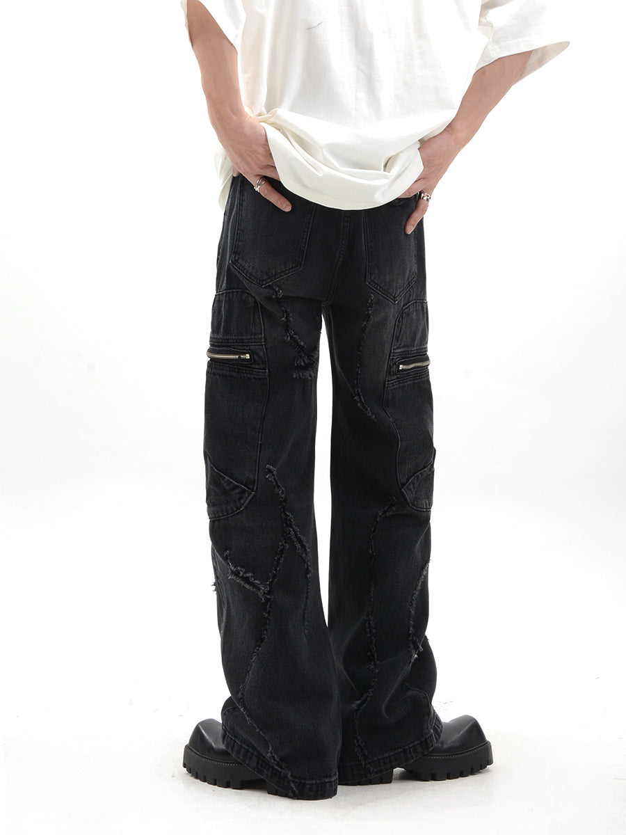 【25s Feb.】Distressed Wide-leg Straight-leg Loose Jeans