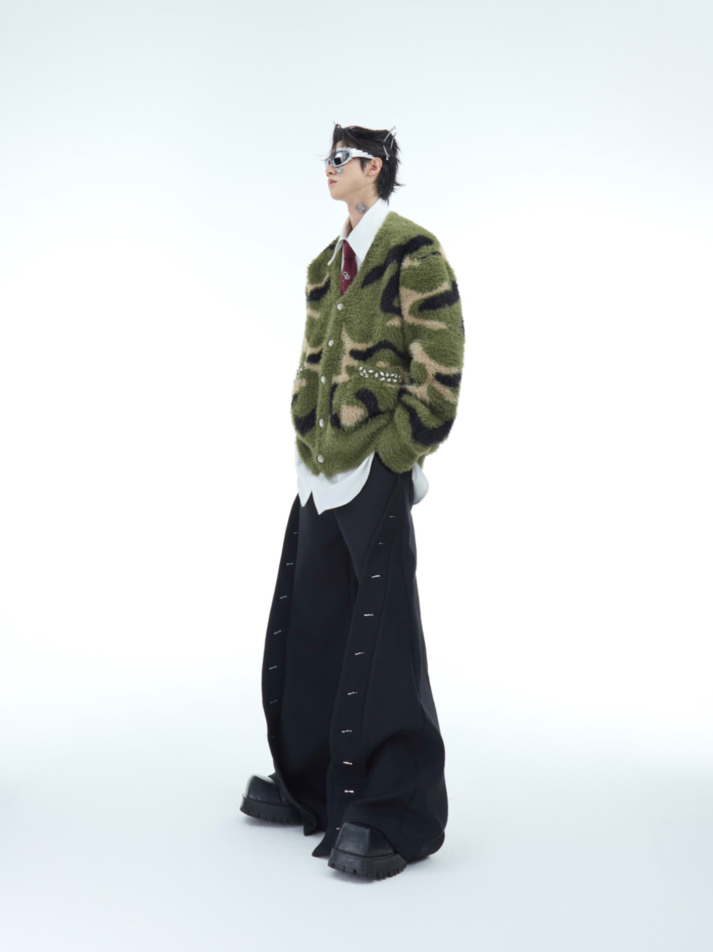 【24s Dec.】Faux Mink Diamond Camouflage Cardigan Sweater ArtsKoreanMan