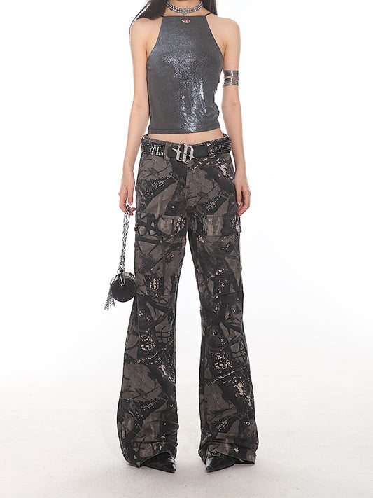 【24s Aug.】High Street Camouflage Retro Straight Leg Bootcut Jeans ArtsKoreanMan