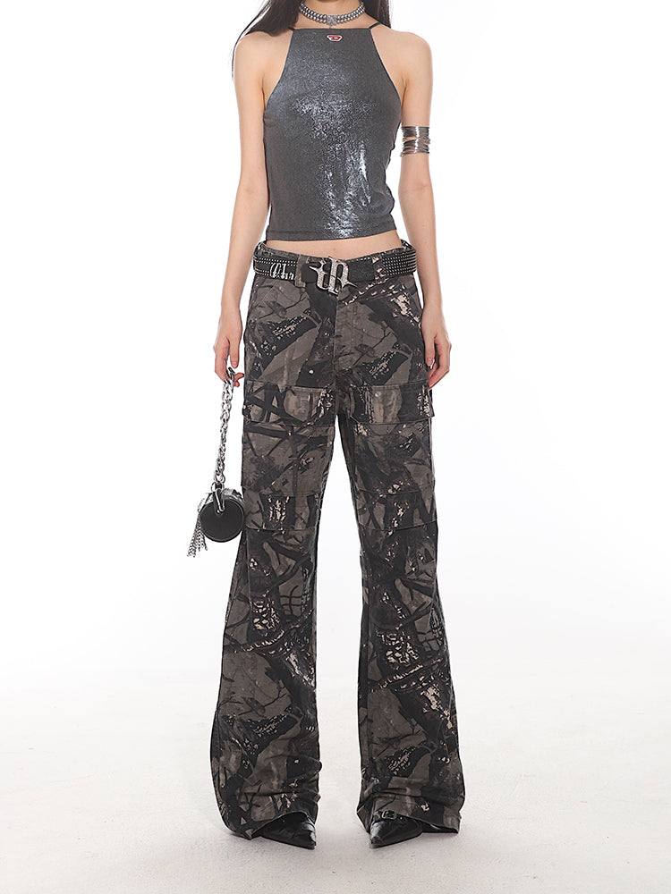 【24s Aug.】High Street Camouflage Retro Straight Leg Bootcut Jeans ArtsKoreanMan